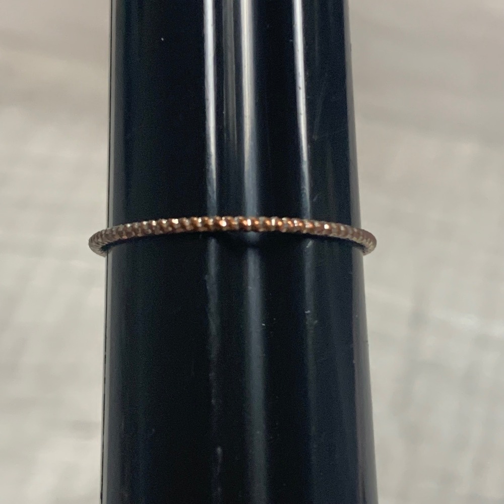 Rose Gold Tone Textured Beaded Stacking Ring Size 8.25 Minimalist Band